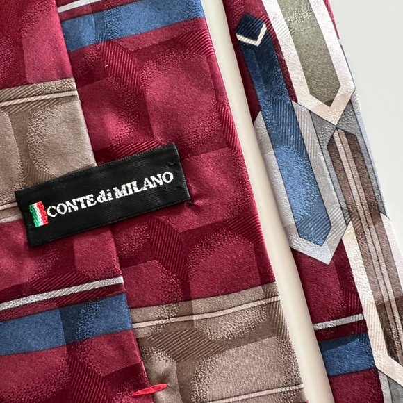 CONTEdiMILANO 100% Italian Silk Tie Multi Colors EUC - Picture 2 of 3
